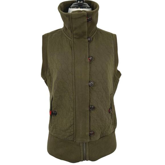 Gap Jackets & Blazers - Gap Body Olive Quilted Vest Button Zip High Neck Utility Womens S 2007
